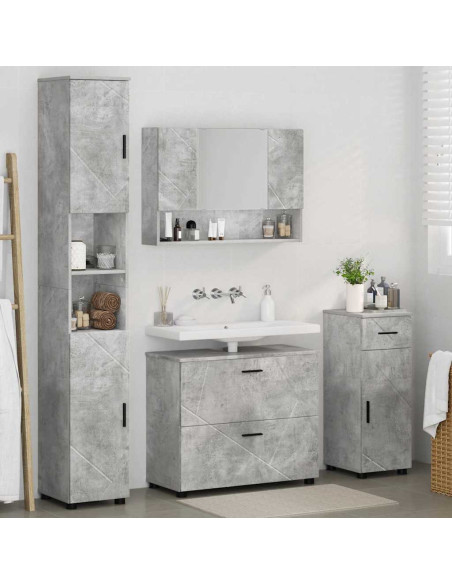 Set di mobili per il bagno con cassetto 4 pcs Grigio cemento
