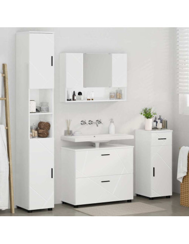 Set di mobili per il bagno 4 pcs Bianco lucido 30 x 35 x 192 cm