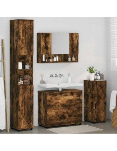 Set di mobili per il bagno 4 pz Rovere fumé 35 x 30 x 192 cm 2