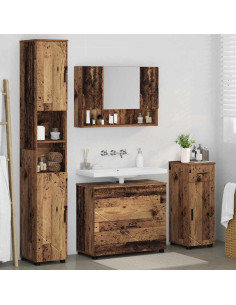 Set di mobili per il bagno con cassetto 4 pcs Legno vecchio 2