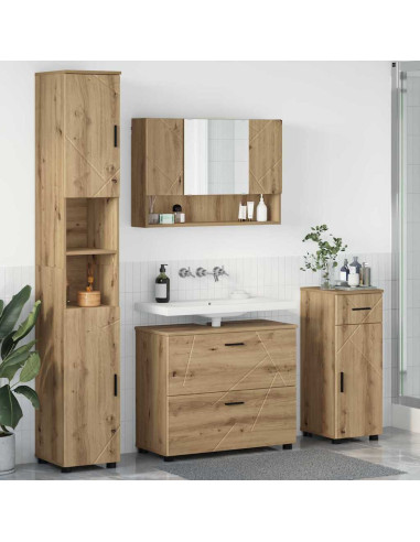 Set di mobili per il bagno con porta 4 pcs rovere artigianale