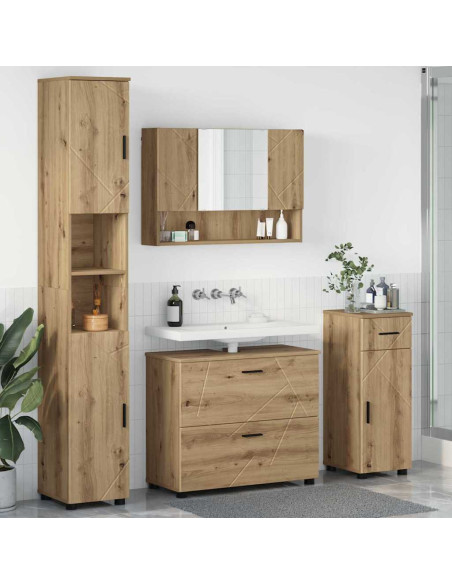 Set di mobili per il bagno con porta 4 pcs rovere artigianale