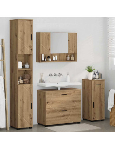 Set di mobili per il bagno con porta 4 pcs rovere artigianale