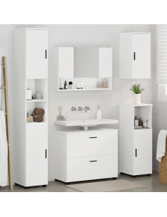 Set di mobili per il bagno con cassetto con porta 5 pcs Bianco 2