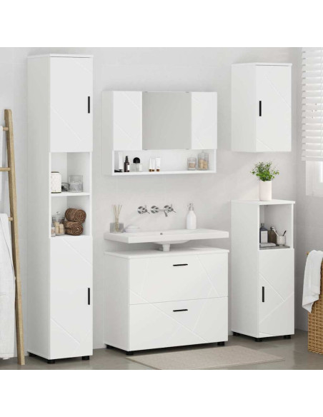 Set di mobili per il bagno con cassetto con porta 5 pcs Bianco