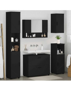 Set di mobili per il bagno con cassetto con porta 5 pcs Nero 2