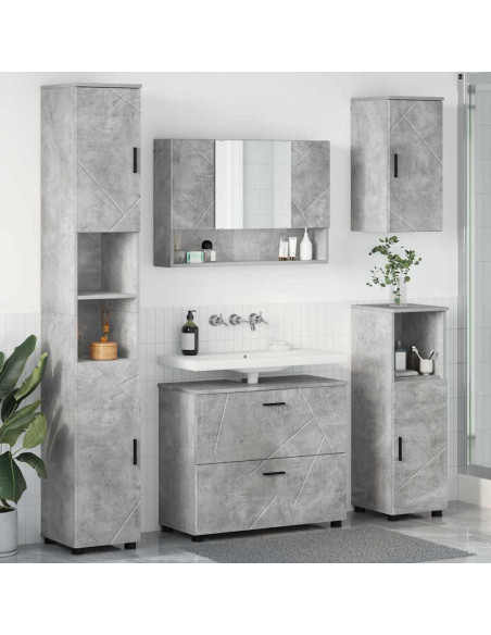 Set di mobili per il bagno con cassetto 5 pcs Grigio cemento