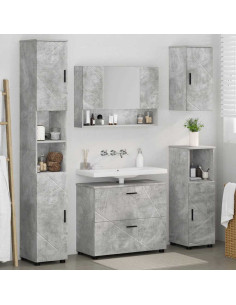 Set di mobili per il bagno con cassetto 5 pcs Grigio cemento 2