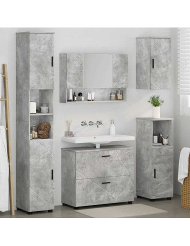 Set di mobili per il bagno con cassetto 5 pcs Grigio cemento