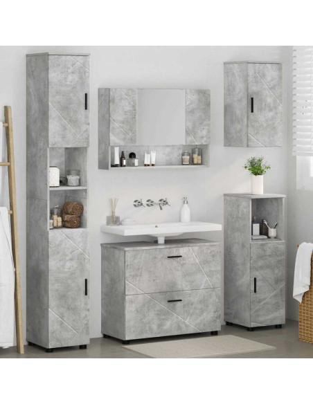Set di mobili per il bagno con cassetto 5 pcs Grigio cemento
