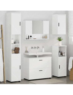 Set di mobili per il bagno con cassetto 5 pcs Bianco Lucido 2