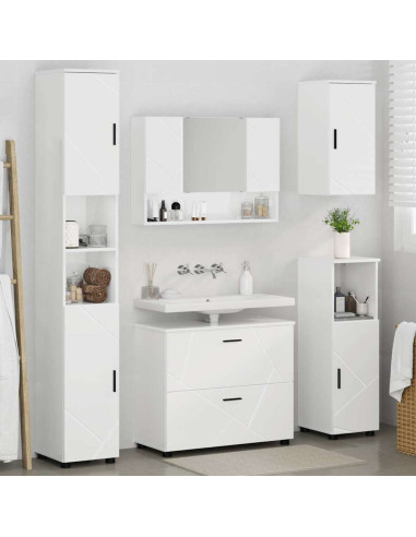 Set di mobili per il bagno con cassetto 5 pcs Bianco Lucido