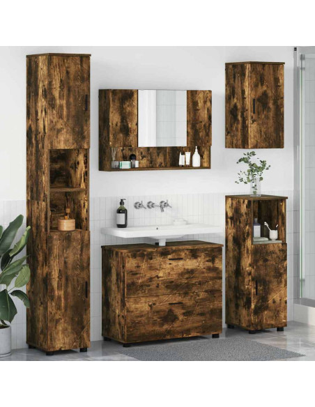 Set di mobili per il bagno 5 pcs Rovere fumo 30 x 35 x 192 cm