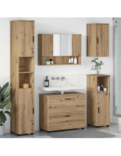 Set di mobili per il bagno con porta 5 pcs rovere artigianale 2