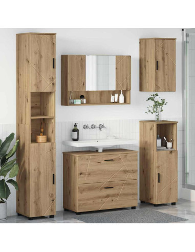 Set di mobili per il bagno con porta 5 pcs rovere artigianale