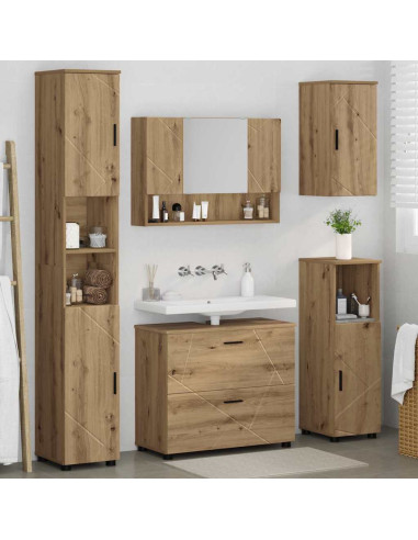Set di mobili per il bagno con porta 5 pcs rovere artigianale