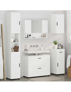 Set di mobili per il bagno con cassetto con porta 5 pcs Bianco 2
