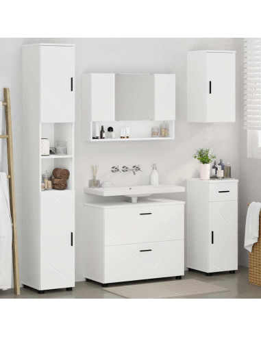 Set di mobili per il bagno con cassetto con porta 5 pcs Bianco
