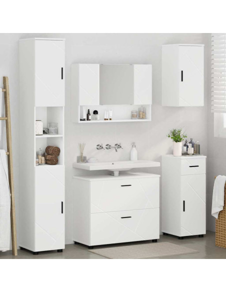 Set di mobili per il bagno con cassetto con porta 5 pcs Bianco