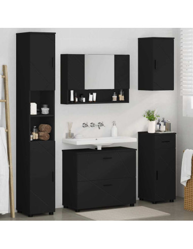 Set di mobili per il bagno con cassetto con porta 5 pcs Nero