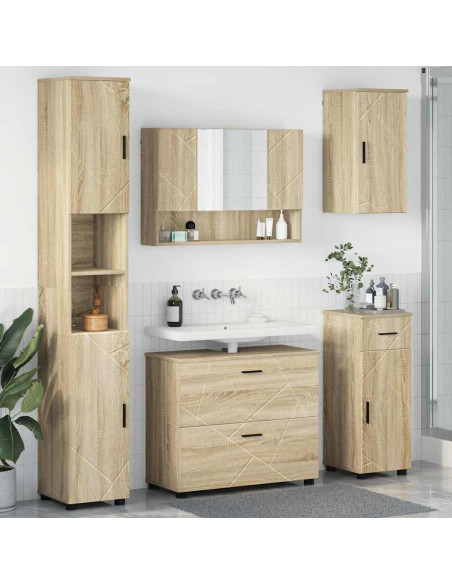 Set di mobili per il bagno 5 pcs rovere sonoma 30 x 35 x 192 cm