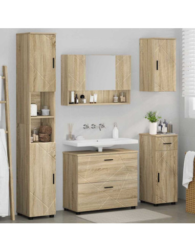 Set di mobili per il bagno con cassetto 5 pcs Rovere Sonoma