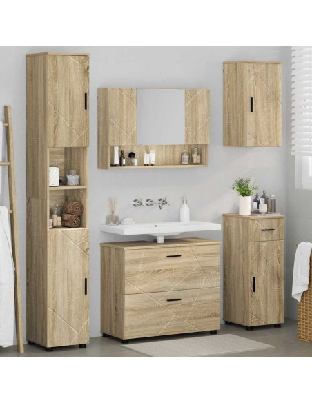 Set di mobili per il bagno con cassetto 5 pcs Rovere Sonoma