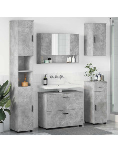 Set di mobili per il bagno con cassetto 5 pcs Grigio cemento 2