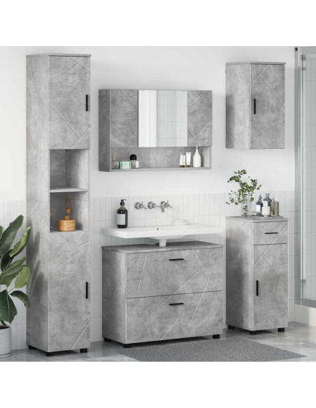 Set di mobili per il bagno con cassetto 5 pcs Grigio cemento