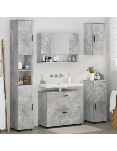 Set di mobili per il bagno con cassetto 5 pcs Grigio cemento