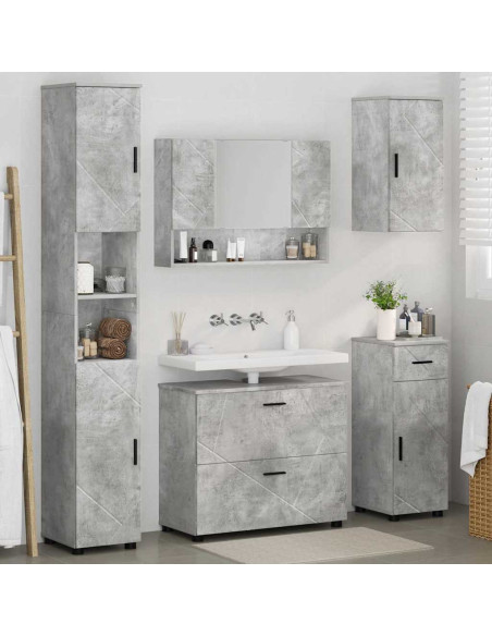 Set di mobili per il bagno con cassetto 5 pcs Grigio cemento