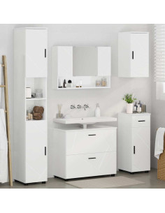 Set di mobili per il bagno con cassetto 5 pcs Bianco Lucido 2