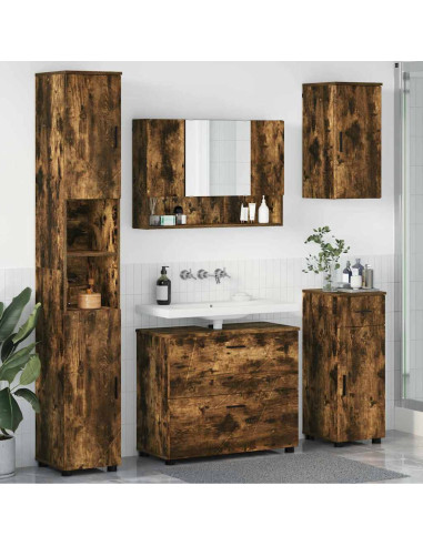 Set di mobili per il bagno 5 pcs Rovere fumo 30 x 35 x 192 cm