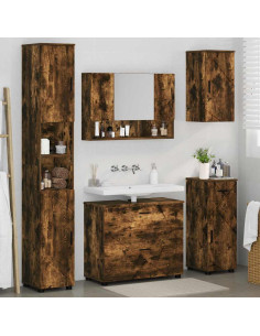 Set di mobili per il bagno 5 pz Rovere fumé 35 x 30 x 192 cm 2