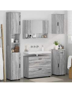 Set di mobili per il bagno con cassetto 5 pcs Grigio Sonoma 2