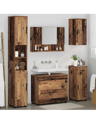 Set di mobili per il bagno con cassetto 5 pcs Legno vecchio