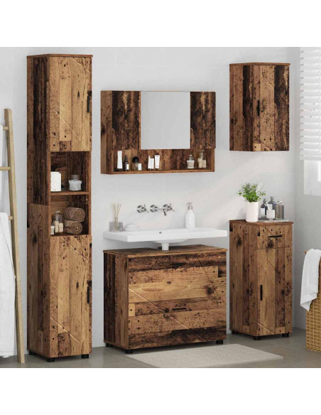 Set di mobili per il bagno con cassetto 5 pcs Legno vecchio