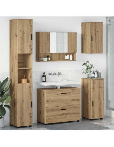 Set di mobili per il bagno con porta 5 pcs rovere artigianale