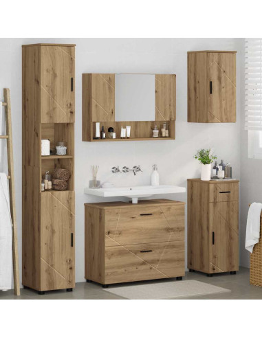 Set di mobili per il bagno con porta 5 pcs rovere artigianale