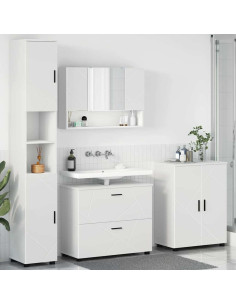 Set di mobili per il bagno con cassetto con porta 4 pcs Bianco 2