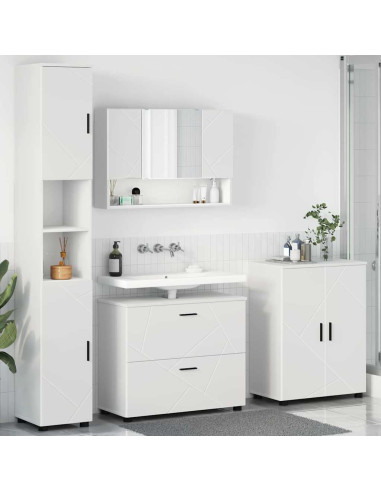 Set di mobili per il bagno con cassetto con porta 4 pcs Bianco