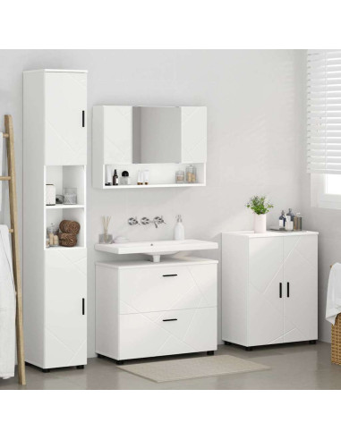 Set di mobili per il bagno con cassetto con porta 4 pcs Bianco