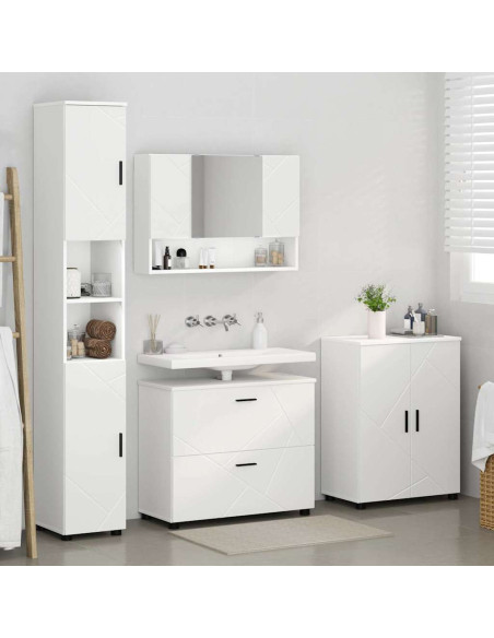 Set di mobili per il bagno con cassetto con porta 4 pcs Bianco
