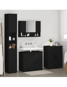 Set di mobili per il bagno con cassetto con porta 4 pcs Nero 2