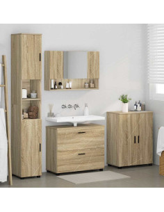 Set di mobili per il bagno con cassetto 4 pcs Rovere Sonoma 2