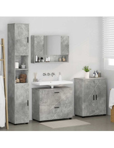 Set di mobili per il bagno con cassetto 4 pcs Grigio cemento 2
