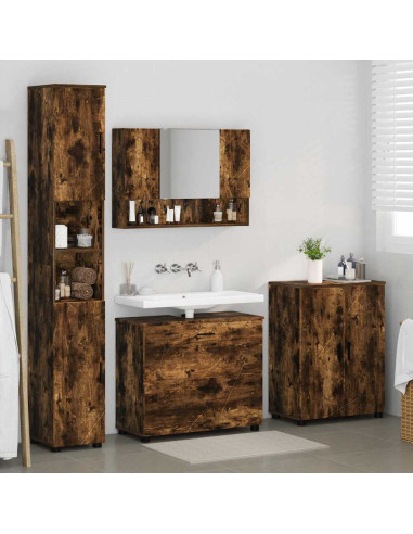 Set di mobili per il bagno 4 pcs Rovere fumo 30 x 35 x 192 cm