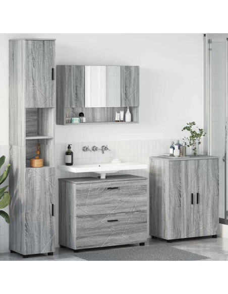 Set di mobili per il bagno 4 pcs Grigio sonoma 30 x 35 x 192 cm