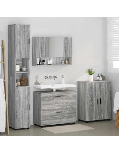 Set di mobili per il bagno con cassetto 4 pcs Grigio Sonoma 2