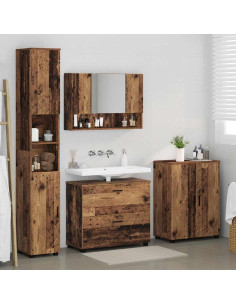 Set di mobili per il bagno con cassetto 4 pcs Legno vecchio 2